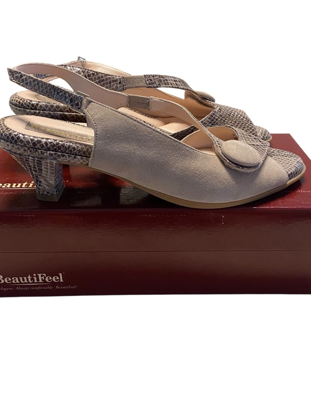 BeautiFeel Shoes Womens Size 41 (10) Sandal Taupe Snake Darcie Kitten Heels Pump